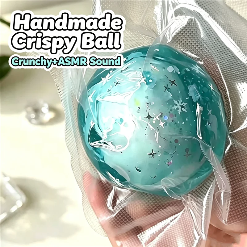 Crispy Blue Ocean Fidget Sensory Ball Toy Stress Relief Crunchy ASMR Sound Squeeze Stretchy Anti‑Anxiety Toy for ADHD Adult Gift