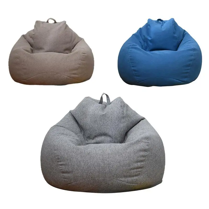 Lazy Sofas Cover Chairs without Filler Linen Cloth Lounger Seat Bean Bag Pouf Puff Couch Tatami Living Room Beanbags #2dd