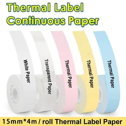 Phomemo D30 Continuous Color Label Paper(15mm X 4m),  Compatible for D30 D35 Q30 Label Maker, Thermal Printing Inkless & Clean