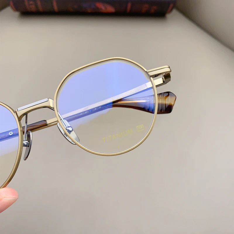 Vintage Round Titanium Eyeglasses Men Myopia Optical Prescription Glasses Frame Women 2024 New Retro Brand Design Eyewear