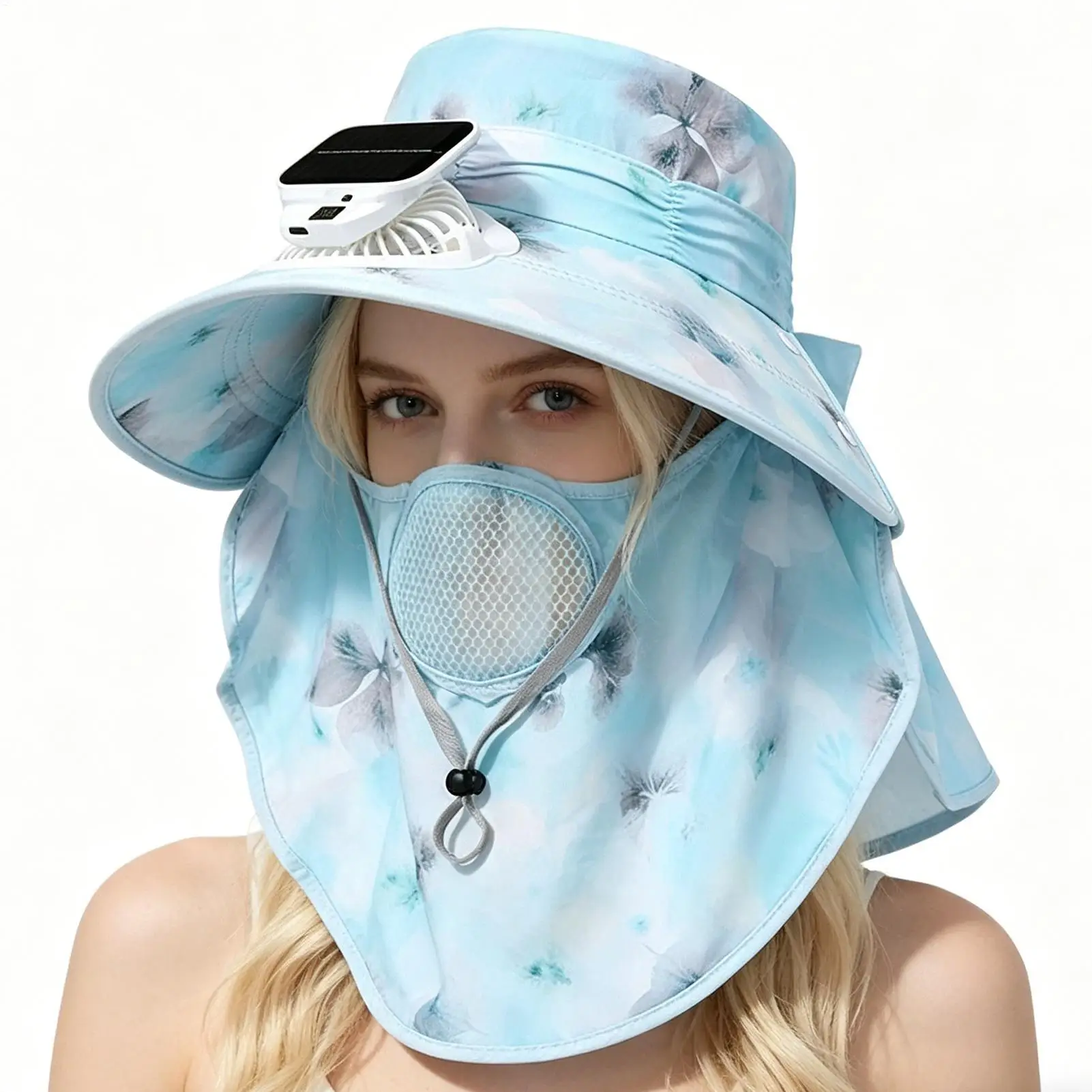 

Outdoor wide-brimmed sun hat with solar fan Detachable breathable sun hat Unisex bucket hat USB Solar Charging Cooling Headgear