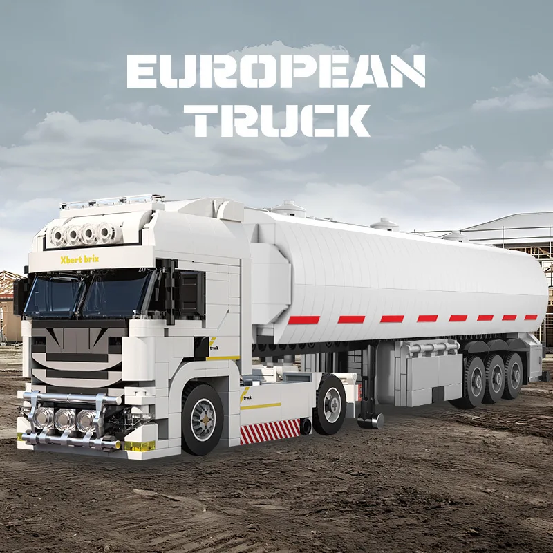 421PCS European Truck Head Building Blocks Connectable Container Trailer Model Bricks Educational DIY Toys For Teenagers' Gifts