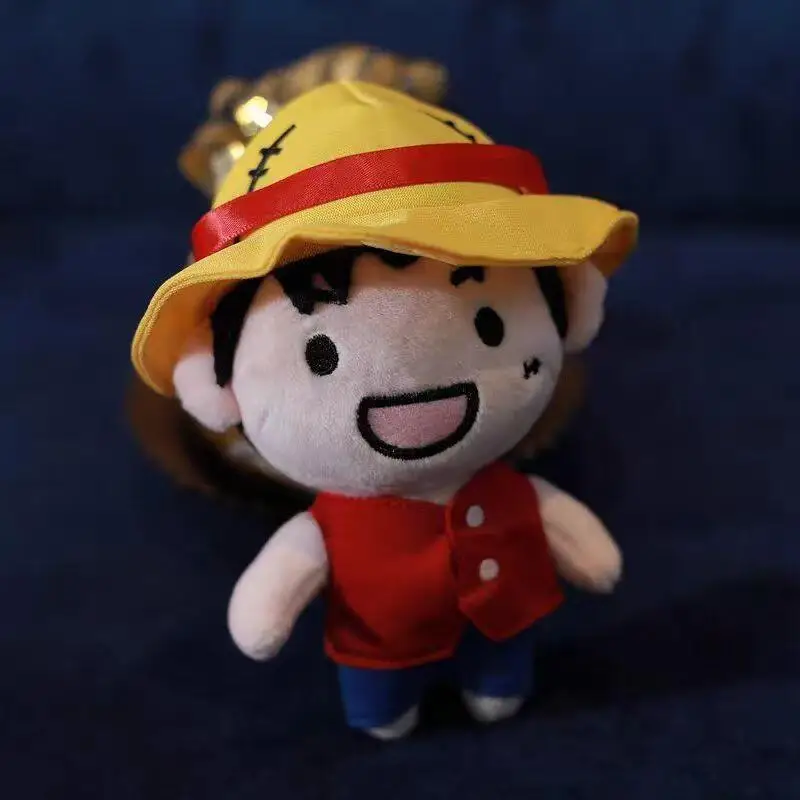Una pieza mono D. Luffy juguete de peluche colgante Sanji y Roronoa Zoro lindo llavero de muñeca mochila cremallera decoración regalo de cumpleaños
