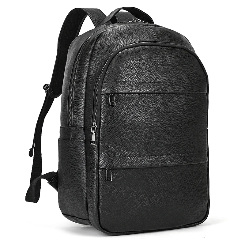 

High Quality Men's Leather Backpack Bag For Men Male Travel Bag School Bag For Man Black Men's Bagpack 15.6 Inch Laptop Bag