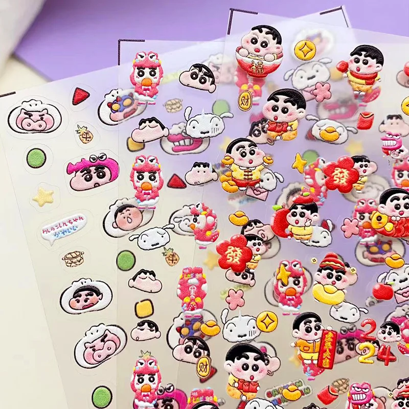 Crayon Shin-chan Cute Cartoon Stickers Kawaii Periphery Toy Adorkable Trunk Notebook Hand Account Decorate Lovely Nail Patches