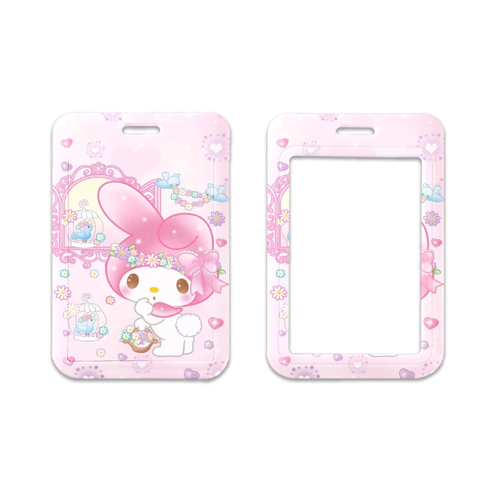 Sanrio My Melody สีชมพูสไตล์กระเป๋าเก็บบัตร S ที่แขวนบัตรมีเชือกคล้องคอที่ประตูบัตรเคสที่ใส่บัตรประชาชนกระเป๋าเก็บบัตรของขวัญสำหรับเด็กผู้หญิง