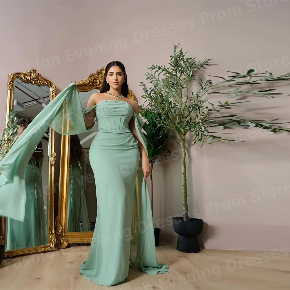 

Simple Women Mermaid Evening Dresses Off The Shoulder Formal Party Prom Gowns Customized Sleeveless Vestido De Gala Noche Mujer