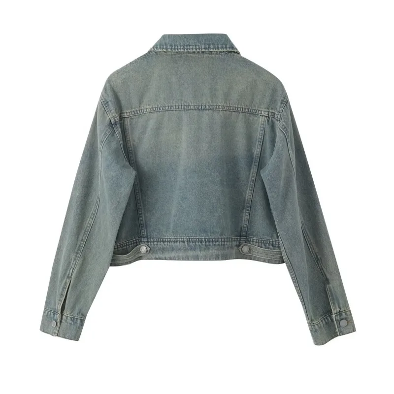 TRAF ZR Distressed Jackets for Women Summer 2024 American Vintage Denim Jacket New in Jackets Elegant Luxury Women's Coat