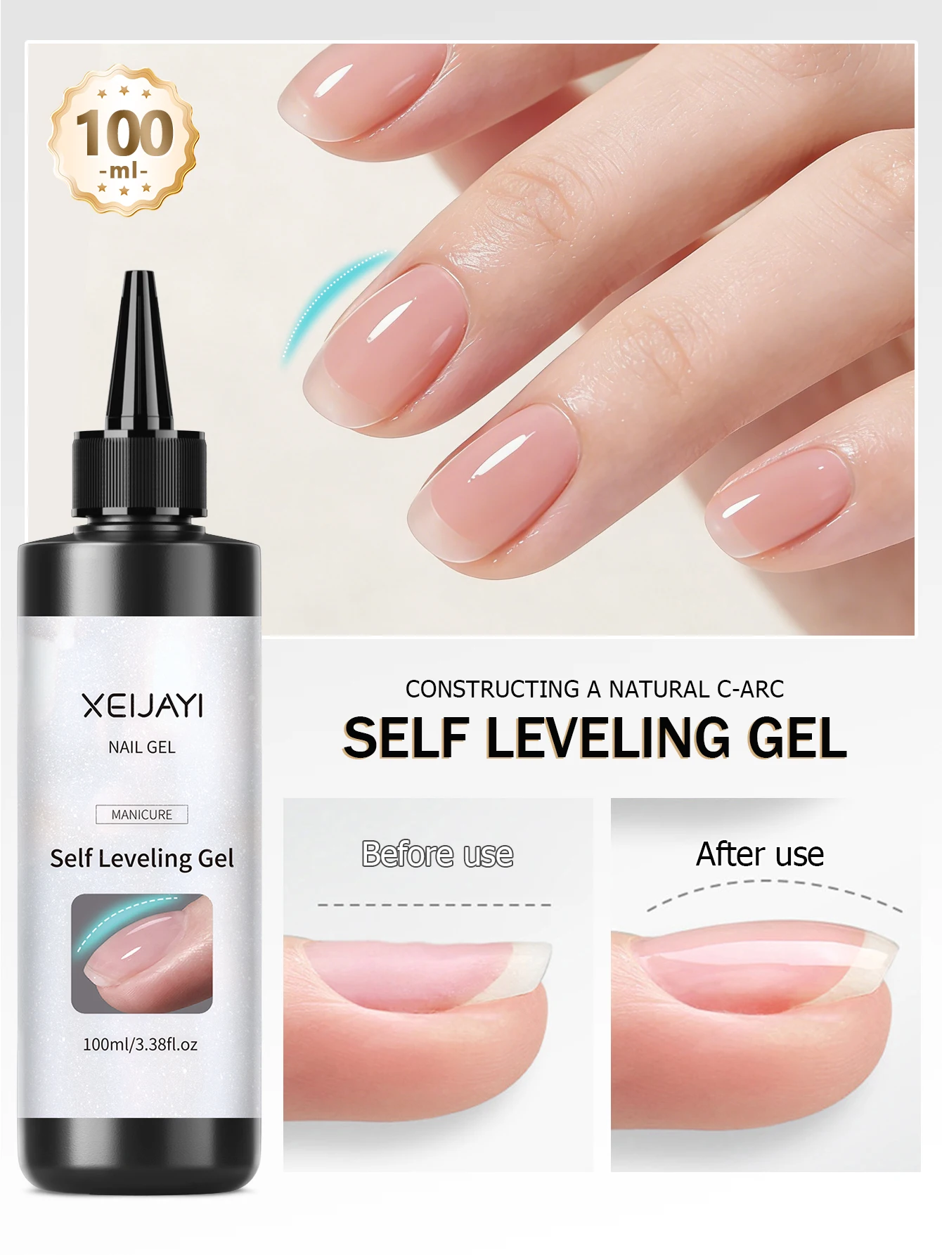 

1pc 100ml transparent reinforcing gel nail polish, used for reinforcing, extending and primer, bottled detachable UV/LED gel