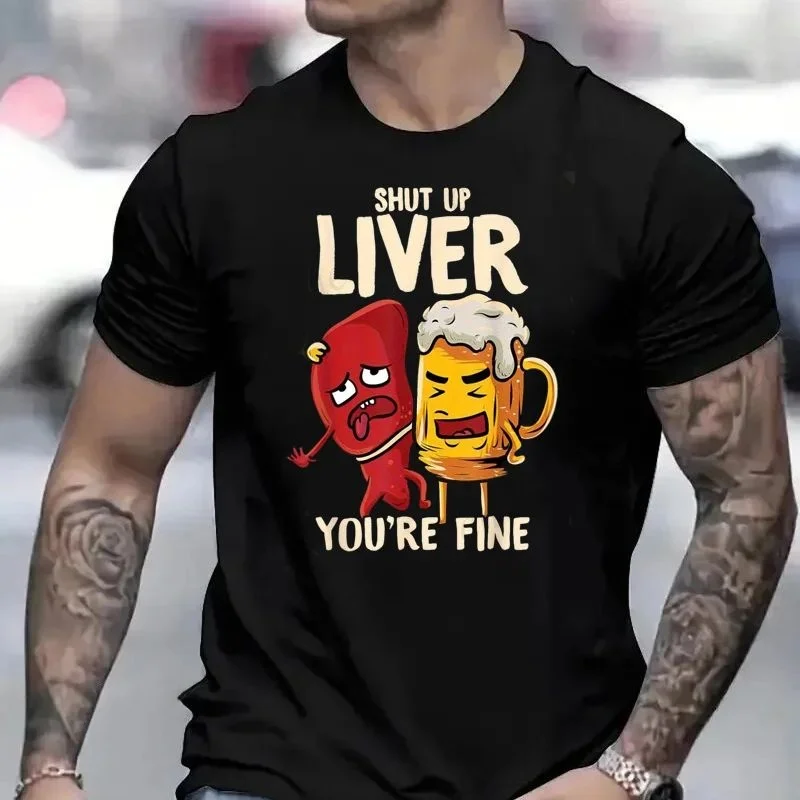 

Мужская забавная футболка с принтом «уту-ут, печень, ты в порядке», повседневная, удобная, хлопковая, свободного кроя, молодежный тренд весны