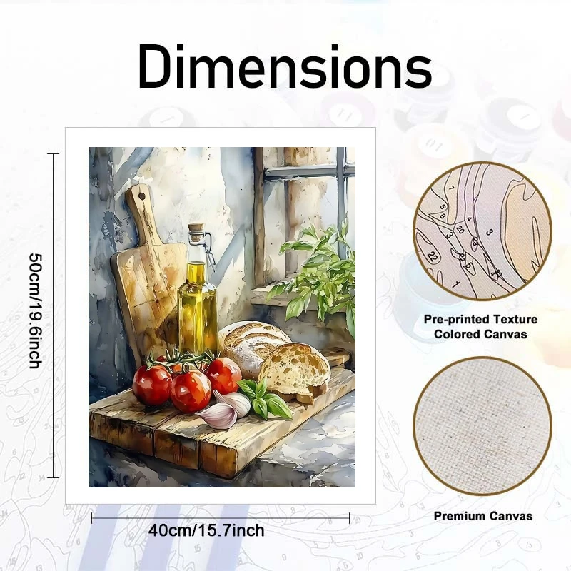 DIY Digital Oil Painting Bread Painting By Numbers on Canvas Tomato Onion Paint By Number Adult Kit Food Kitchen Decoration