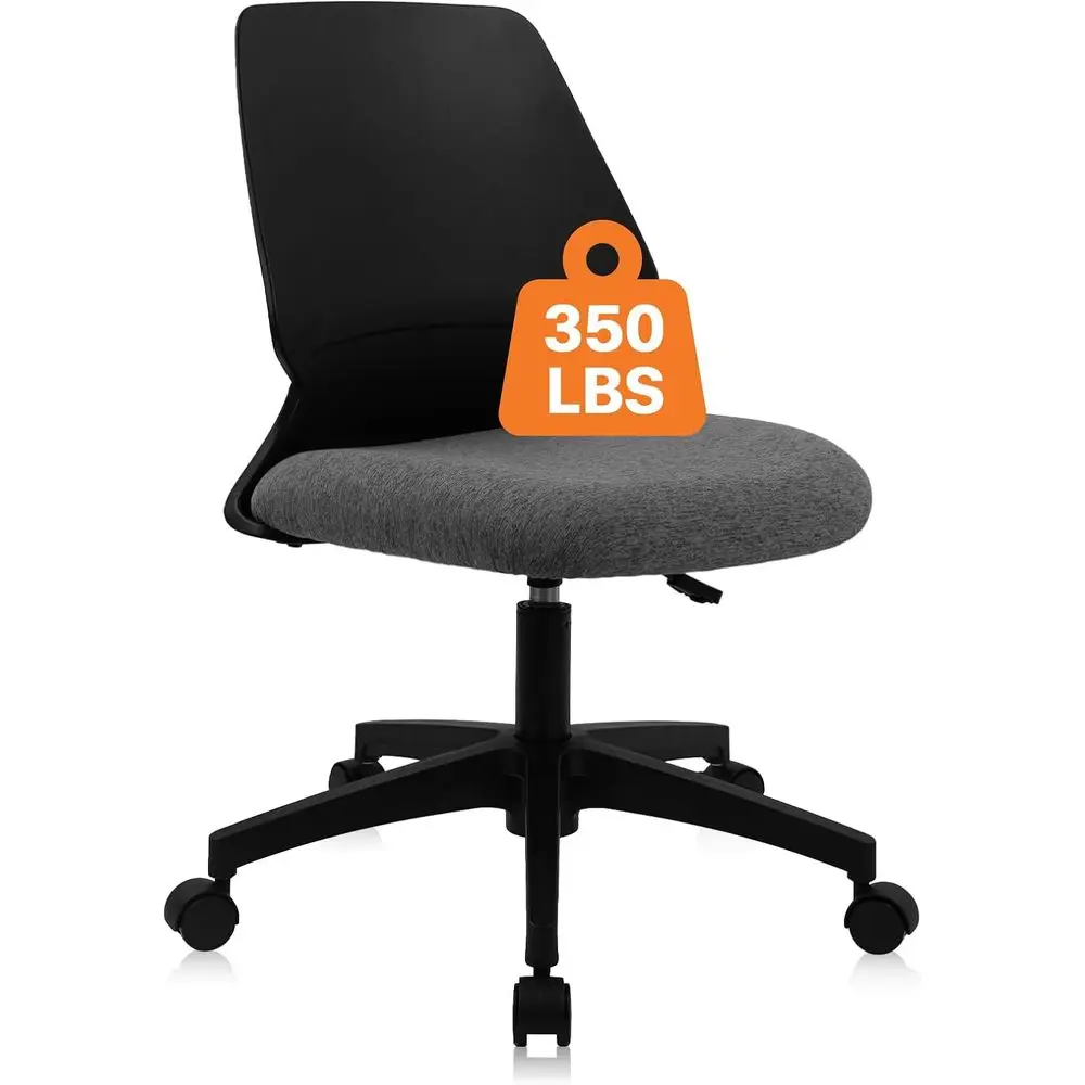 Ergonomic Small Desk Chair with Wheels and Soft Thick Upholstered Cushion, Comfy Adjustable Height Swivel Computer Task Chair or