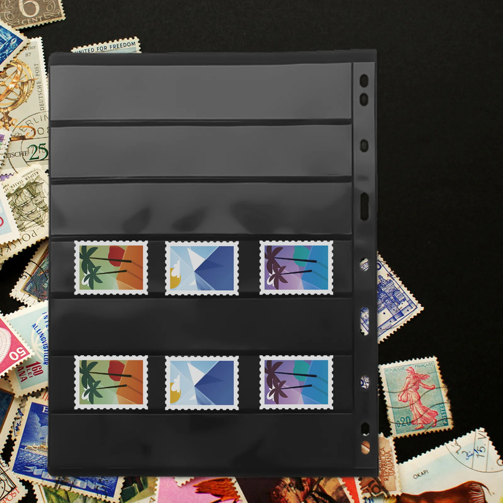 

10 Sheets Postage Stamps Pages Coin Collector Supplies Convenient Holder Collecting Black