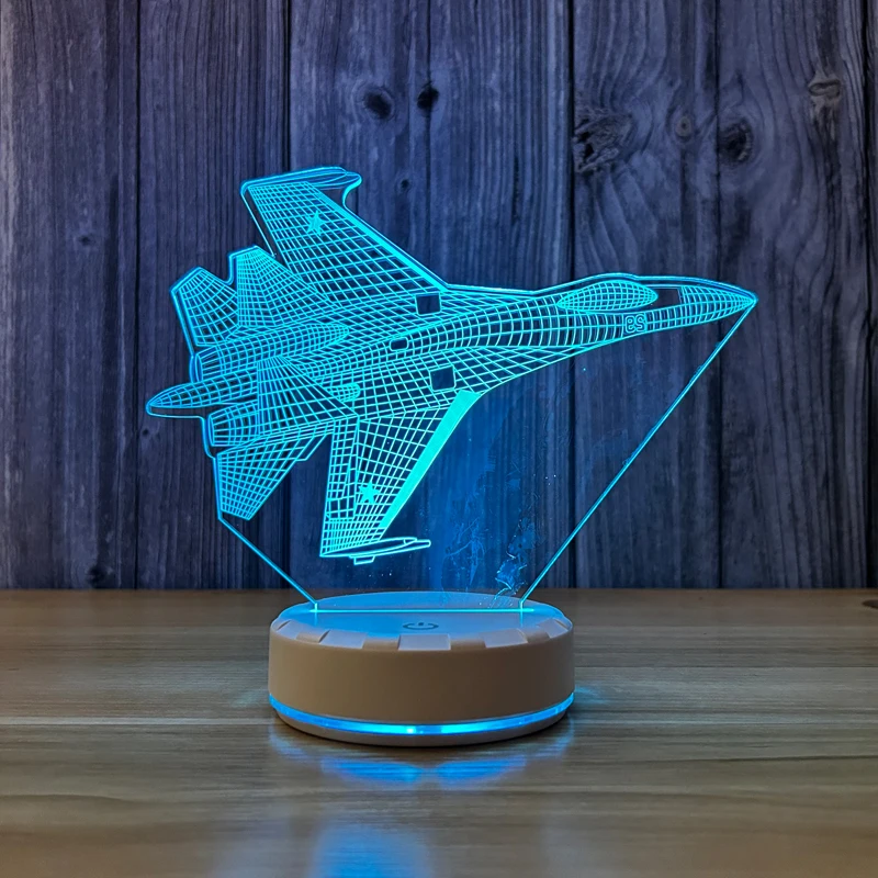 Creative aircraft 3d night light colorful color-changing ambient  desktop decoration table lamp bedroom bedside  