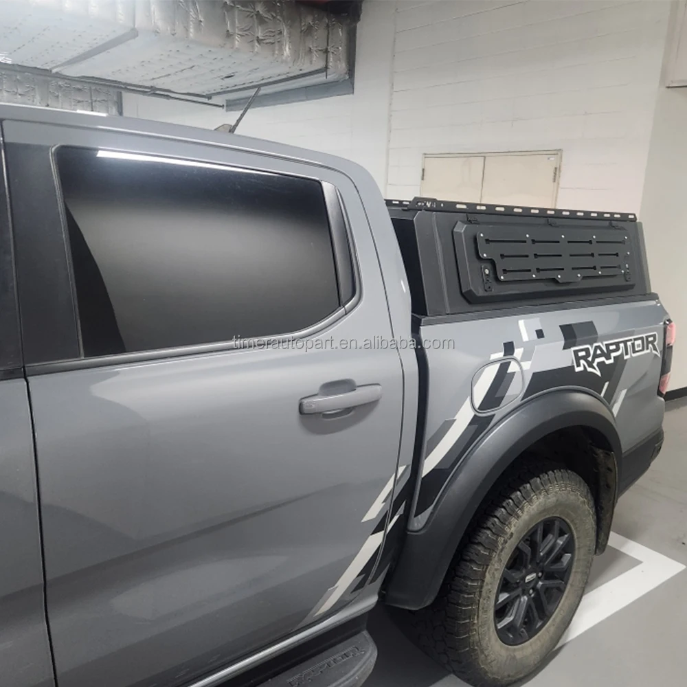 4x4 Offroad Steel Heavy du ty Camper Shell Pickup Bed Caps Hard Top Low Canopy with Cross Bars for 2022 Ranger Rapitor
