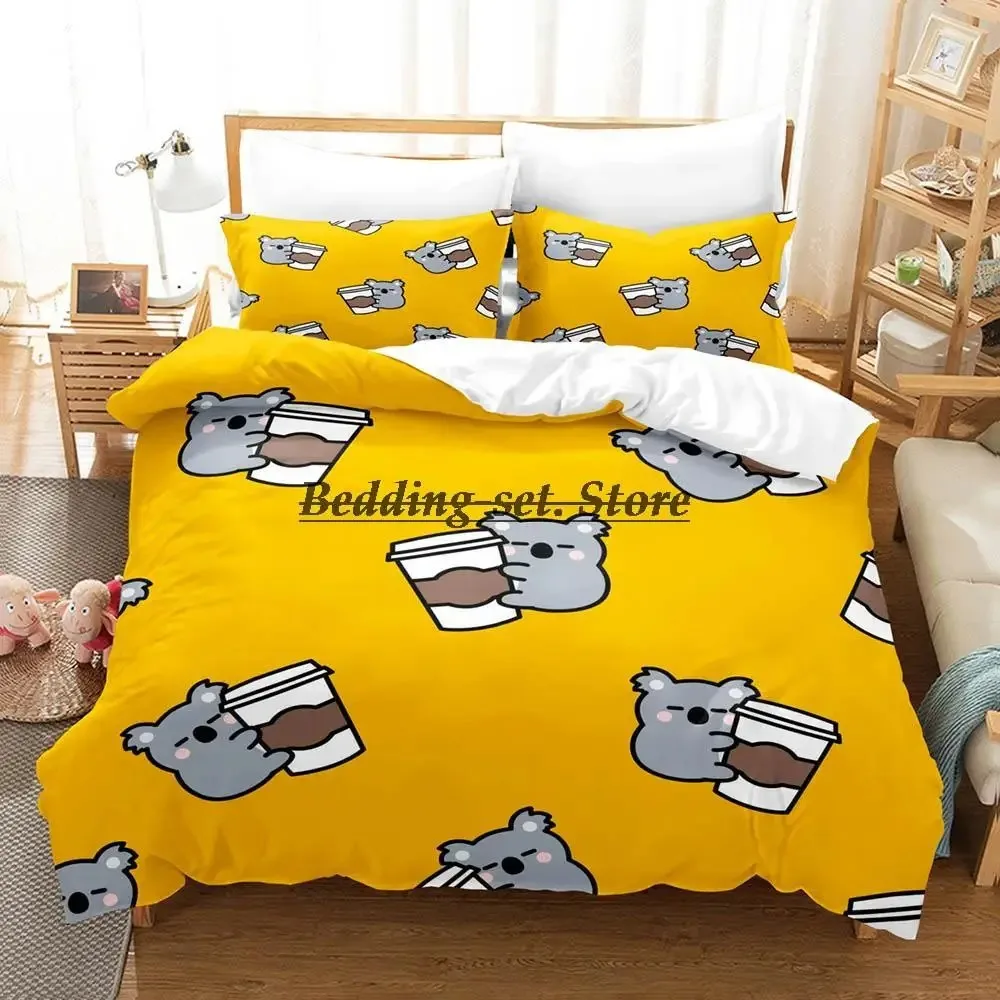 Animal koala Bedding Set Single Twin Full Queen King Size Bed Set Aldult Kid Bedroom Duvetcover Sets Print Anime Bed Sheet Set