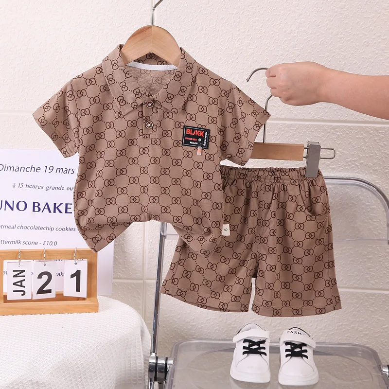 Baby Boys Clothes Sets Summer Newborn Cotton Polo T-shirt+Shorts 2pcs Tracksuits For Bebe Boy Toddler Casual Jogging Suits 1 2Y