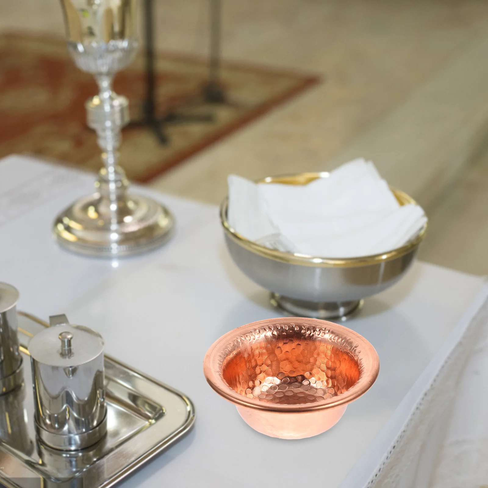 2 Stuks Koperen Bekers Tempel Aanbieding Cups Goud Heilige Aanbidding Cup Platte Gladde Boeddhistische Cup Koper