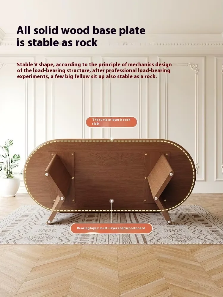 โมเดิร์นRetro 6 ที่นั่งวอลนัทโต๊ะรับประทานอาหารห้องครัวรูปไข่ไม้เนื้อแข็งชุดโต๊ะรับประทานอาหารไม้เนื้อแข็ง 8 ชุดรับประทานอาหาร