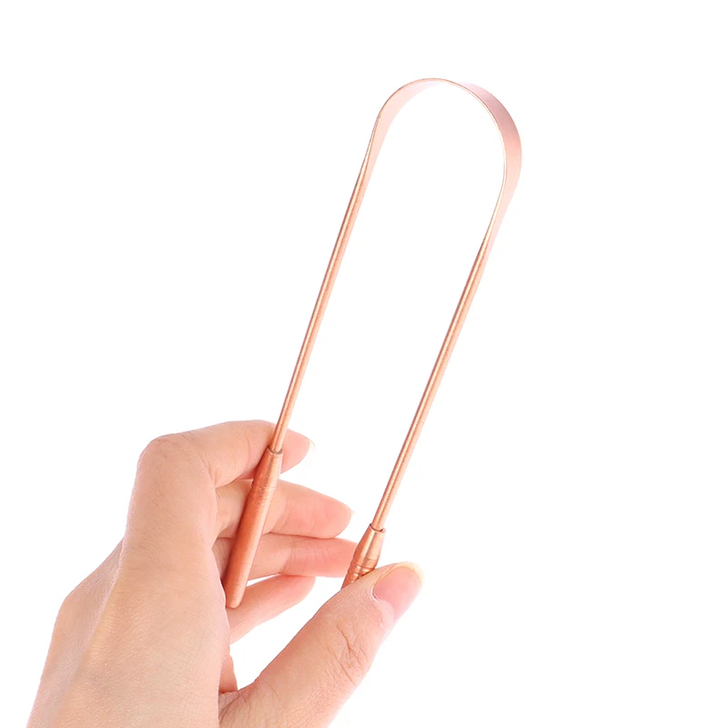 1Pc Copper Tongue Scraper Cleaner Scraper Toothbrush Dental Oral Care Hygiene Health Care Tool For Men Women Oval Cleanning Tool