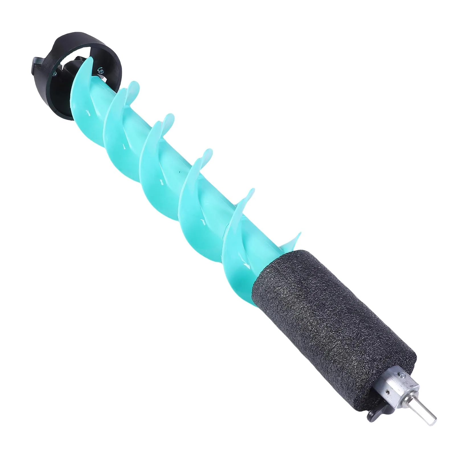 5 Inch Ice Auger with Locating Tip Floating Nylon Electric Drill Bit for Winter Deep Water Thick Ice Layer Blue
