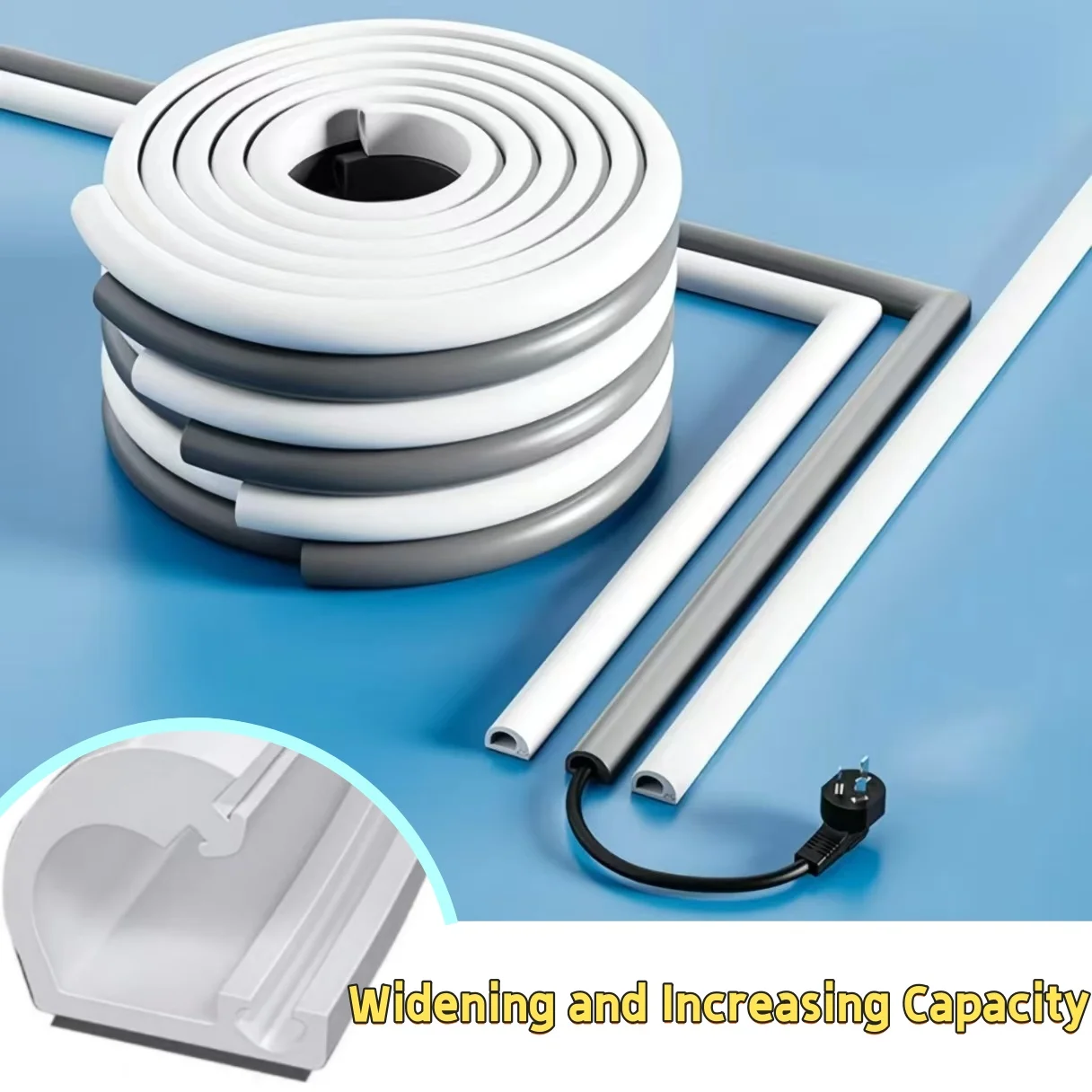1PC Widen Flexible floor cable cover cord Self-Adhesive wall cord hider internet Wire Duct Duct Slot Cable Manage﻿