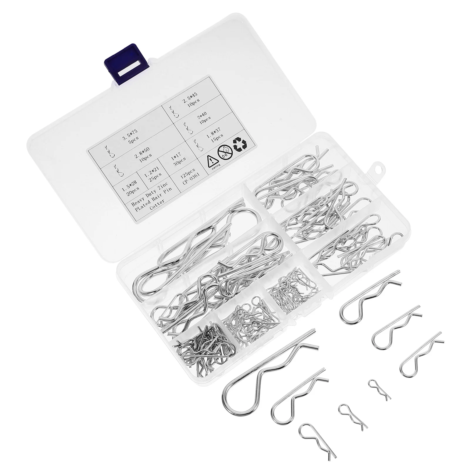 

125Pcs Stainless Steel Cotter Pins Heavy Duty Spring Fastener for Trailer Hitch Clip Hardware Retaining Pins Hitch Pin Clip