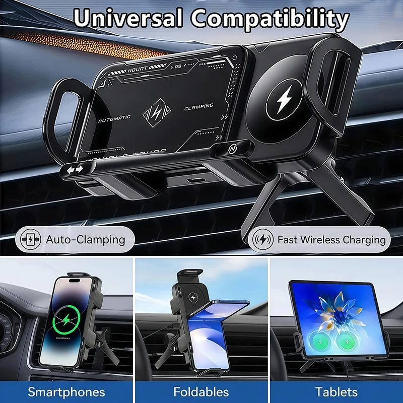Car Wireless Phone Holder Fast Charging Air Vent Mount Screen Phone Stand for Samsung Galaxy Z Fold 6 5 Flip 4 3 Tablet Holder