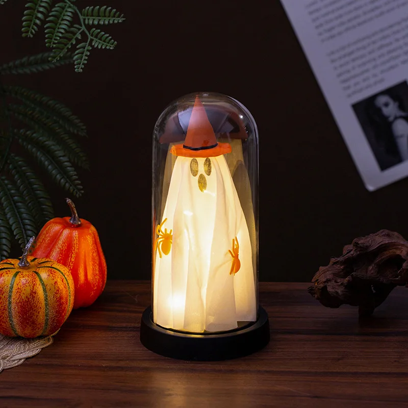 

Halloween Wizard Hat Ghost in Plastic Cover with LED Light Halloween Ghost Spider Ornaments Halloween Gifts Festival Party Decor