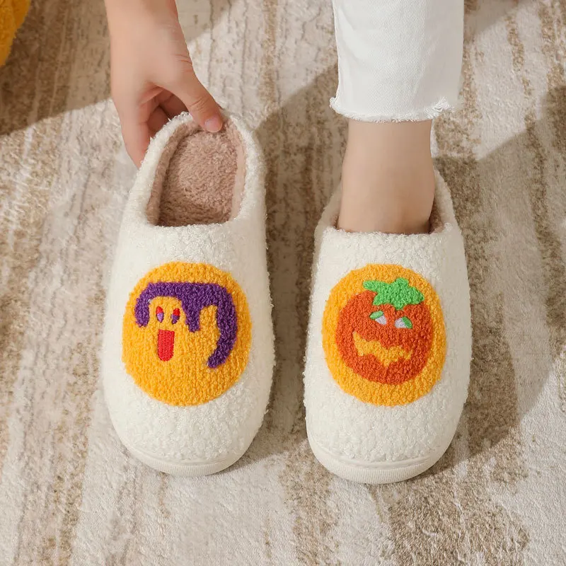 Wholesale Women's Memory Foam Halloween New Winter Towel Embroidered Cotton Slippers, Indoor Home Plush Warm Slippers