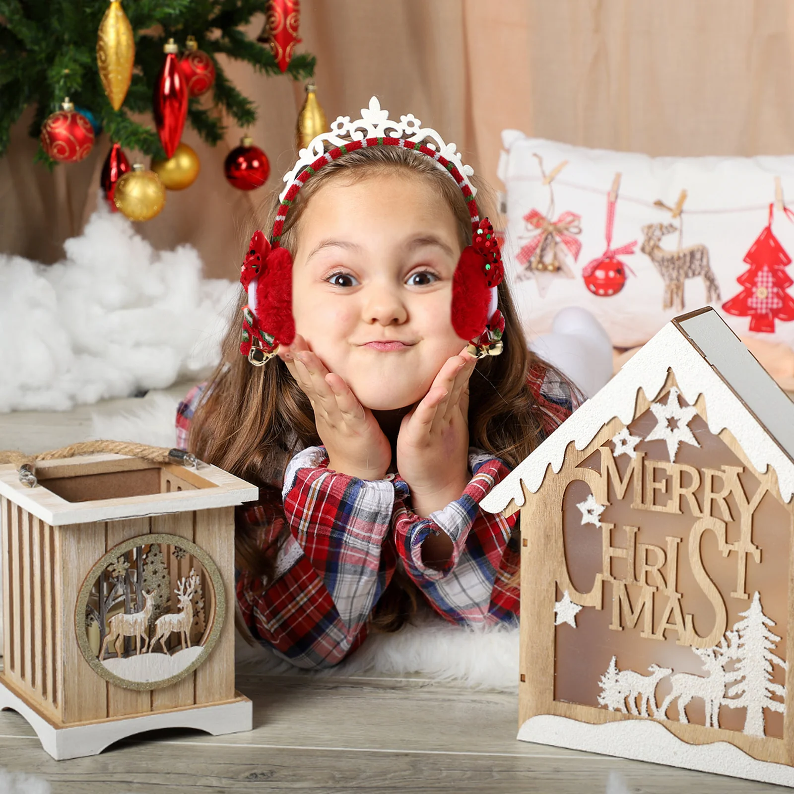 3 قطعة يفشل الأذن احتفالية عطلة سانتا الرنة نمط لينة الدافئة تدفئة الأذن للنساء الرجال الطقس البارد الاستخدام في الهواء الطلق #1