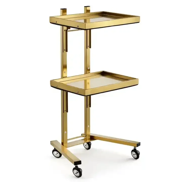 Professional Modern Stainless Steel Salon Furniture Hair Extension Storage Folding Tray Trolley Steering Wheel Hotel Bathroom