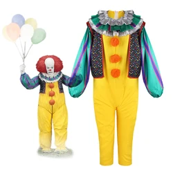 Stephen King's It Pennywise Cosplay Costume Clown Yellowe Joker Evil Horror Terror Halloween Coat Outwear Fancy Suit for Woman