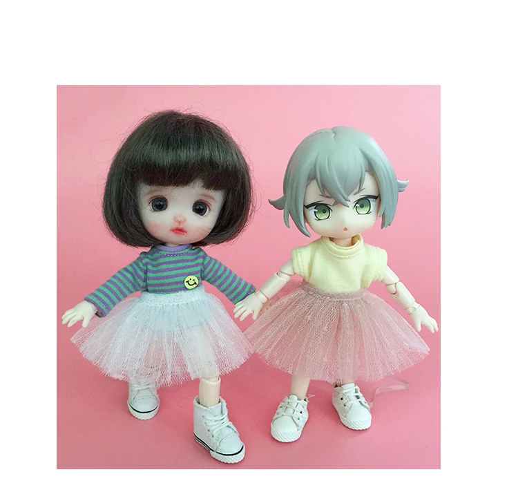 D04-A206 children handmade toy 1:12  ob11 gsc bjd pd9 doll Accessories mesh gauzy skirt pink white color 1pcs