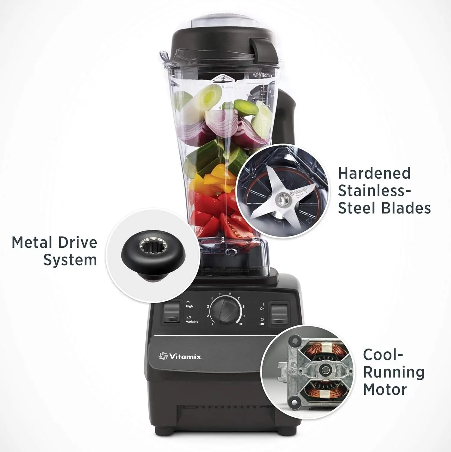 Vitamix 5200 Blender, Recipiente Profissional, Auto-Limpante, 64 oz, Preto e Cinza