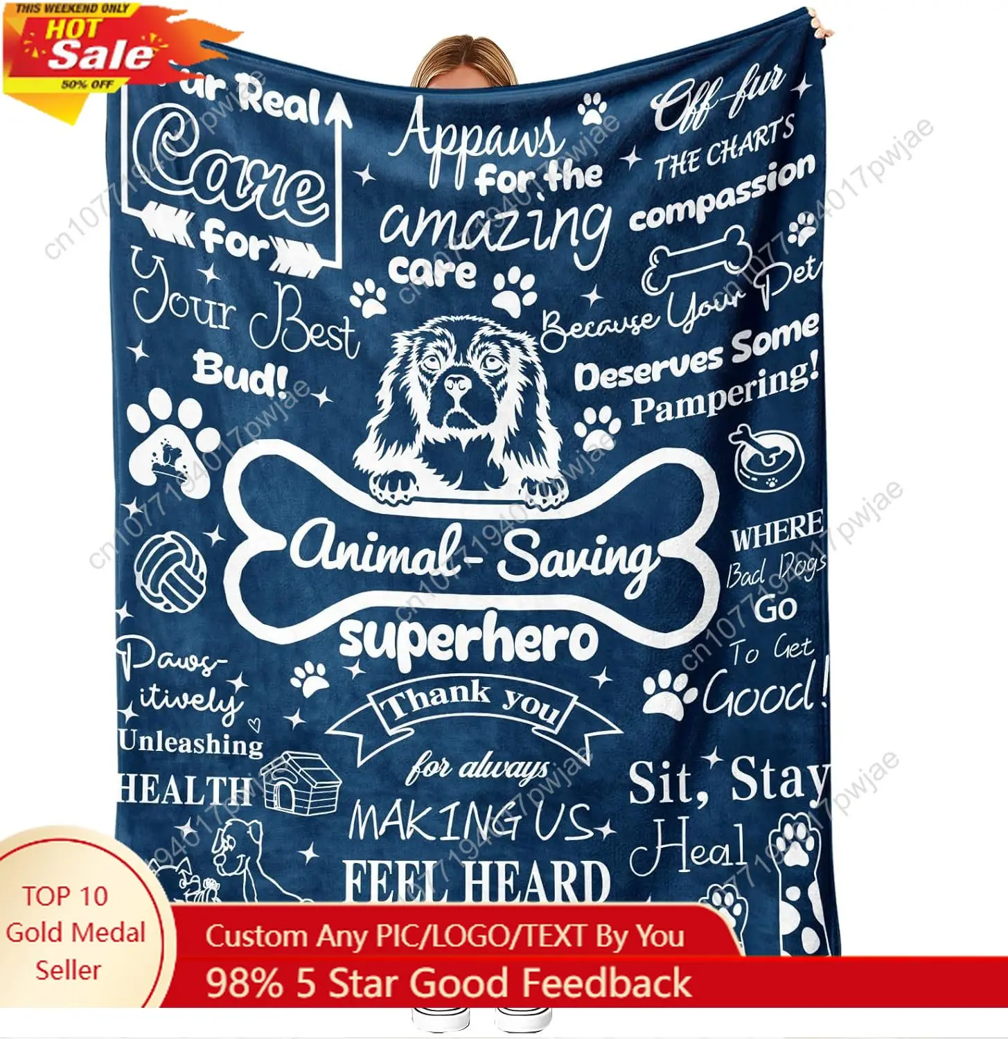 

Vet Tech Blanket 60x50 Flannel Throw - Dog Typography Appreciation Gift for Veterinary Technicians Custom blankets