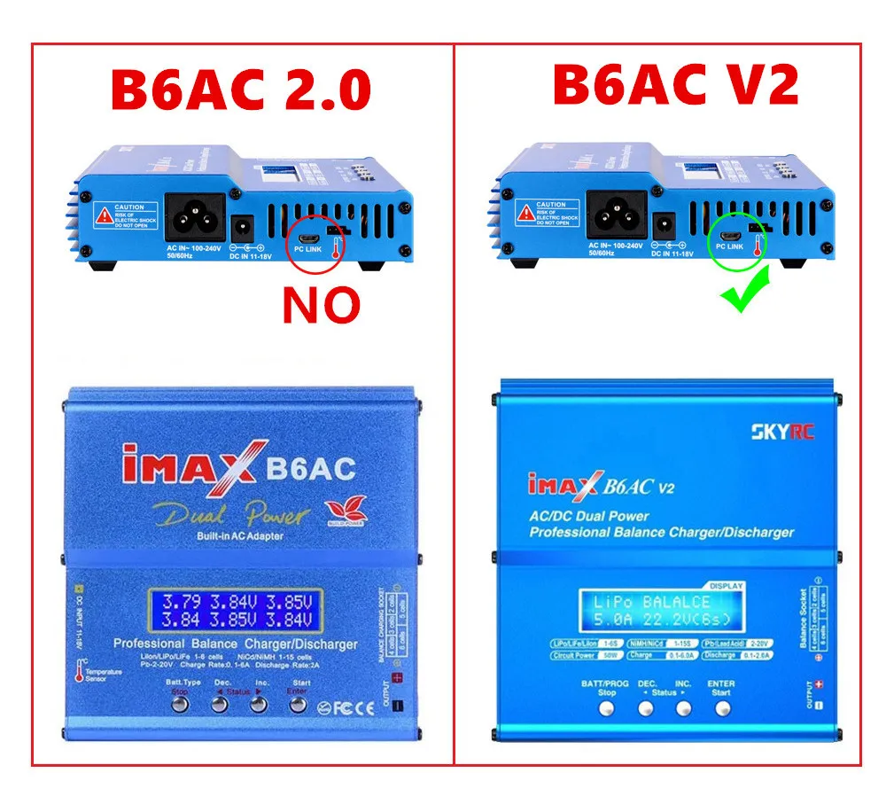 SKYRC iMAX B6AC V2 RC Battery Balance Charger For LiHv Lipo NiMH Li-ion LiFe NiCD Battery For 2S 3S 4S 5S 6S Battery