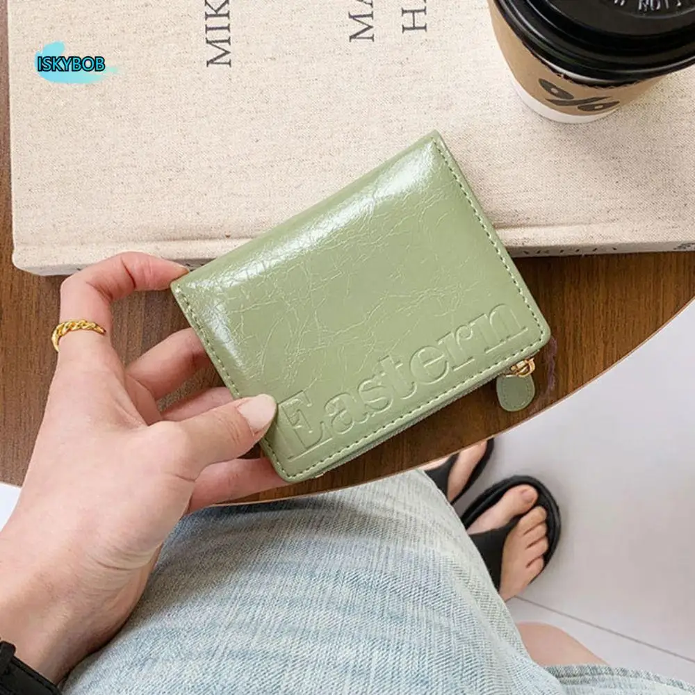 

Fashion Waterproof Cracked Coin Purse Wallet Korean Protective Case Money Purse Bag PU Leather Silver Folding Card Holder Female