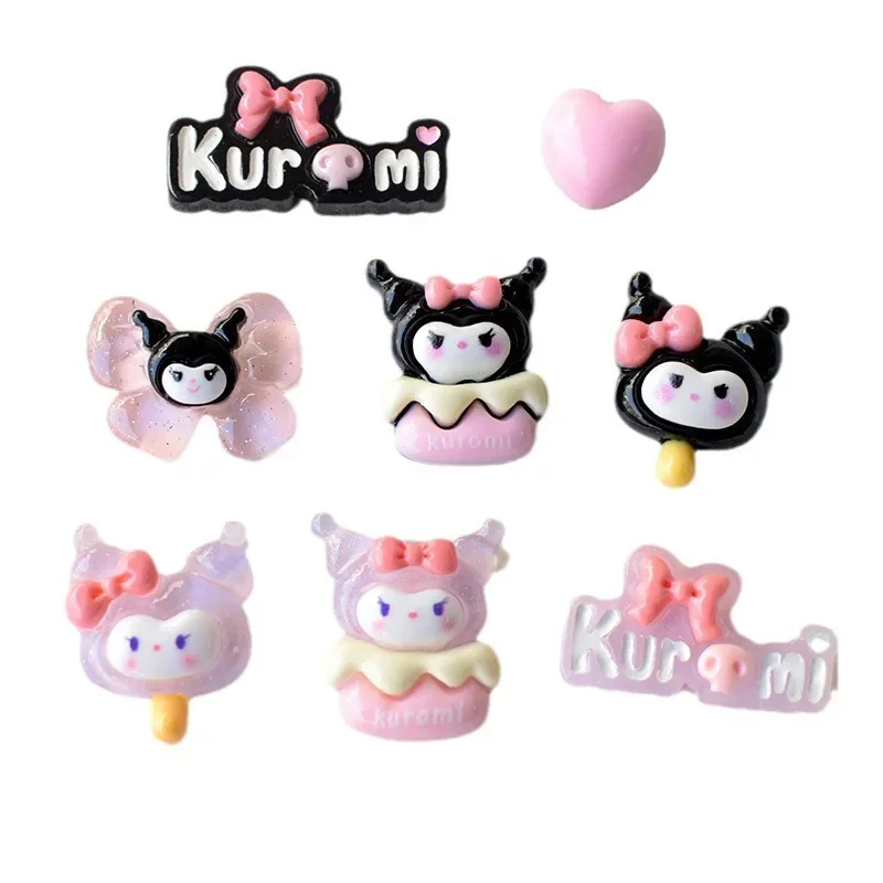 5pcs miniso Bright cartoon kuromi resin accessories cartoon resin flatback