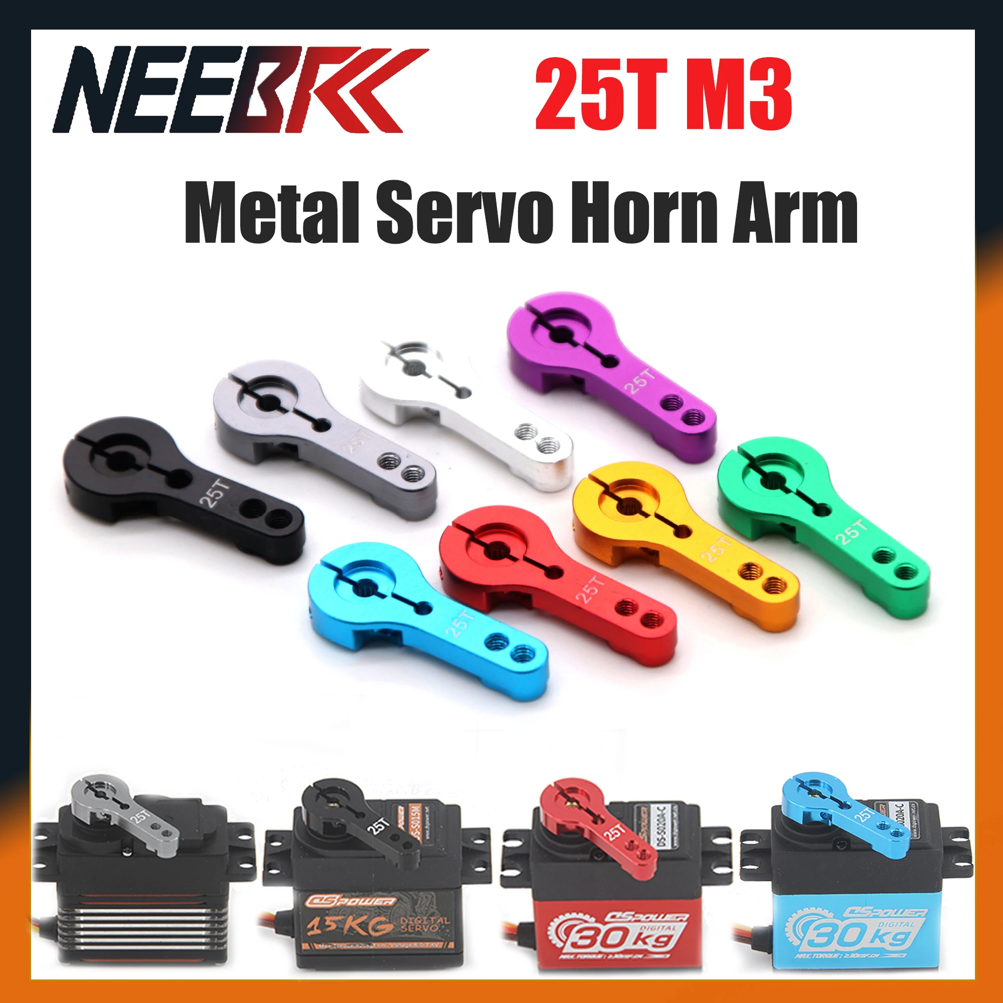 

NEEBRC 25T M3 Aluminum Alloy Steering Servo Arm for RC Car Crawler Boat Robot MN TRX4M Wltoys 12kg 2kg 23kg 21g 7kg Servo Parts