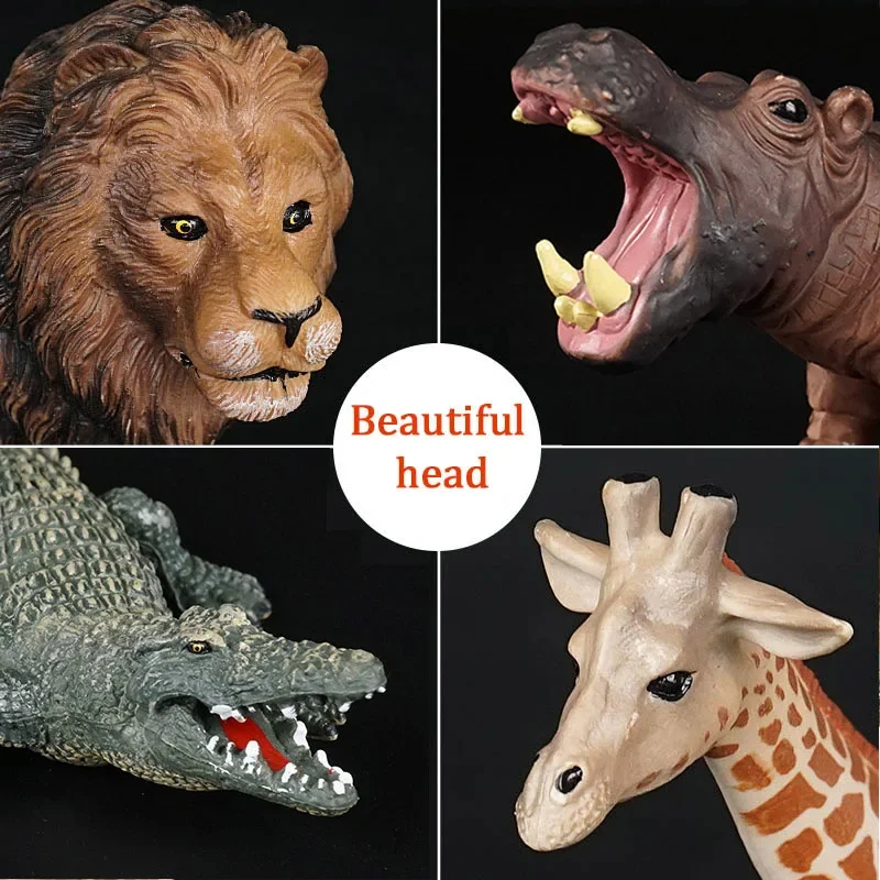 Figurines d'action animaux sauvages pour enfants, éléphant parlant, graffe, ours brun, Sika, cerf, hippopotame, zèbre, crocodile, FigAuckland, jouet de simulation