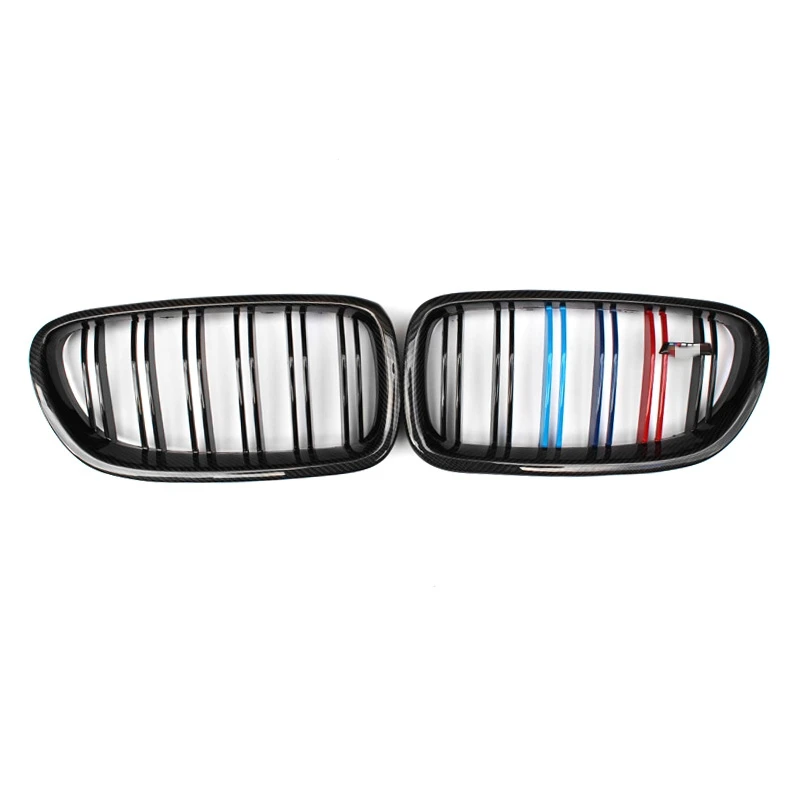 

F10 Double Slat Carbon Fiber M Color Front Bumper Kidney Grille For Bmw 5 Series F10 F11 F18 M5 2010-2017 Car Accessories