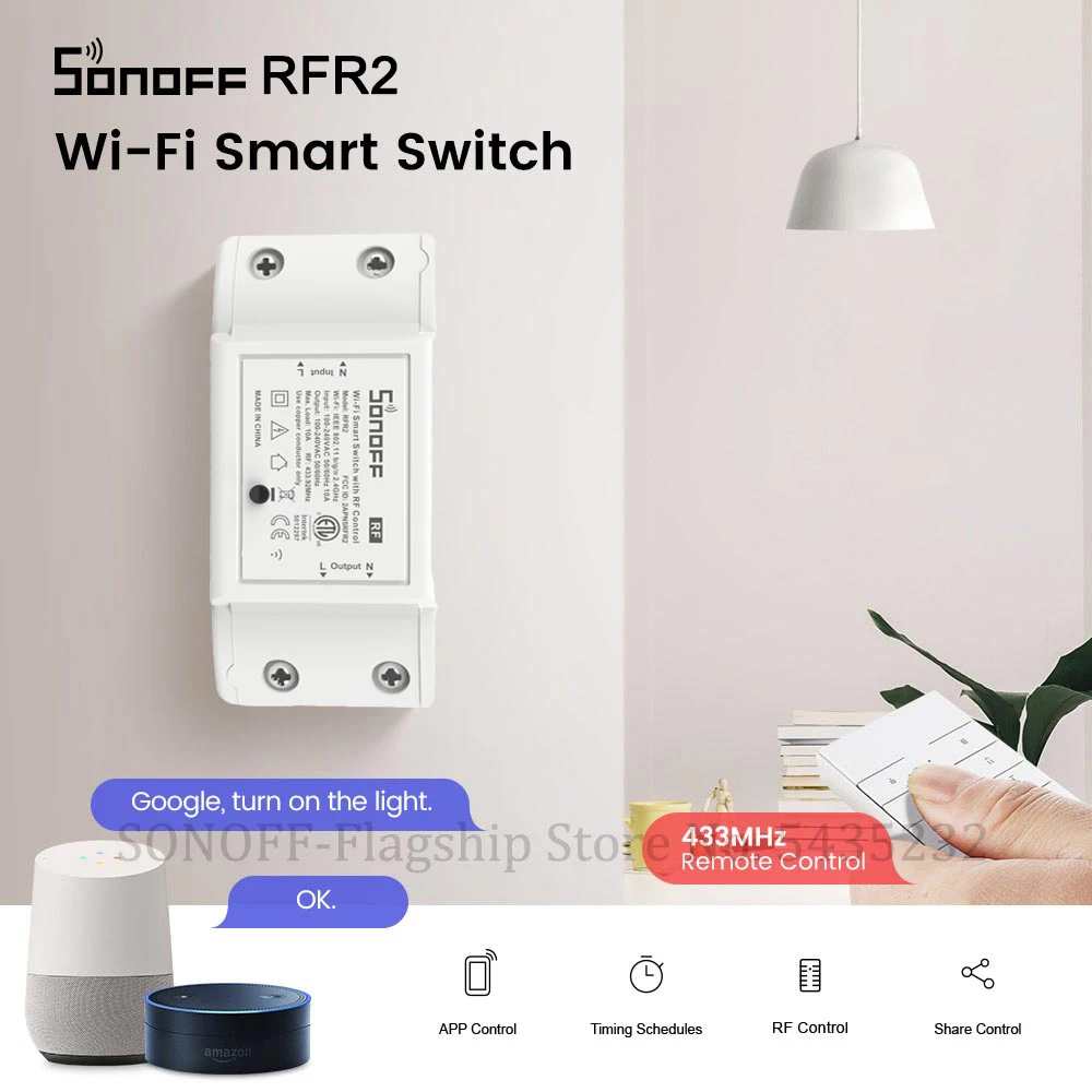 Itead SONOFF RFR2 Mini Wifi DiY Switch Wireless Control Switch Smat Home Automation Light Switch Support 433Mhz RM433 Controller