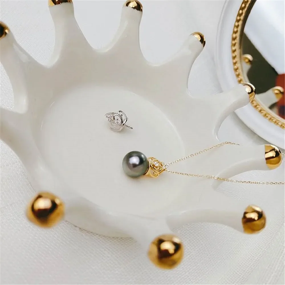 

925 Silver Half Hole Eye Pins Beads End Caps Top Drilled Pendant Bails Connector DIY Jewelry Accessories No Pearl No Chain P024