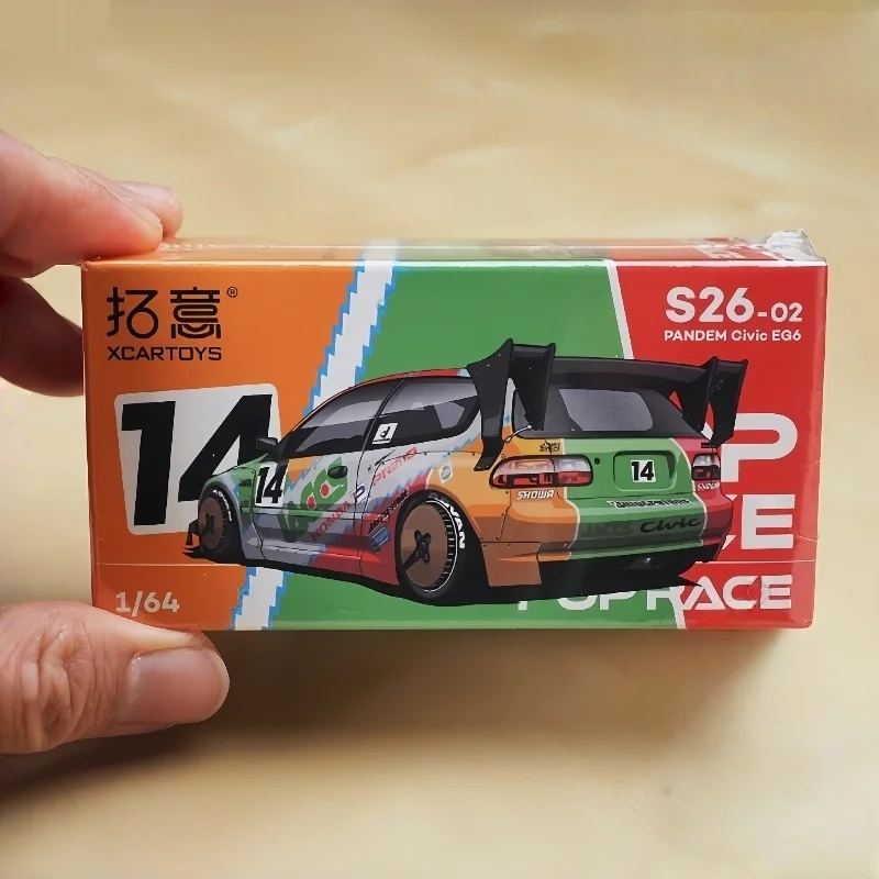 Xcartoys Pop Race 1/64 Pandem Civic Eg6-Metallic Cars Legering Motorvoertuig Diecast Metaal Model Kinderen Kerstcadeau Speelgoed Voor jongens