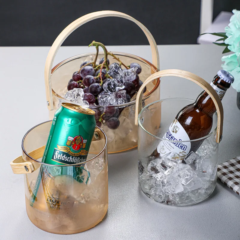 Light Luxury Fruit Basket Portable Glass Fruit Plate Living Room Candy Salad Bowl Home Snack Tray Fruit Wine Barrel Ice Bucket view 4