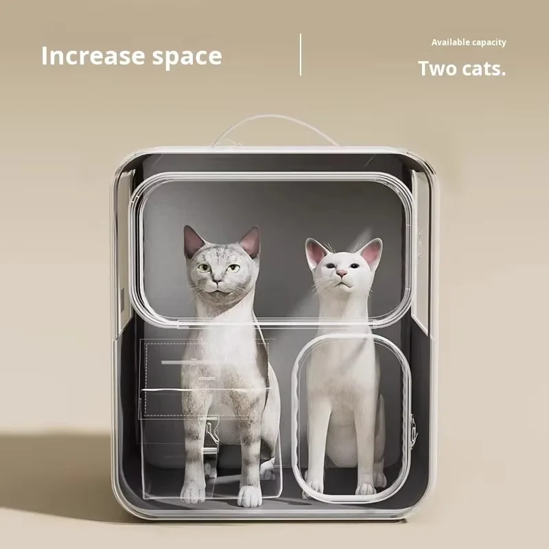 Oxford Cloth Pet Trolley Case Large Capacity Portable Cat Dog Carrier Fashion Multi-Cat Travel Luggage Box with Solid Pattern