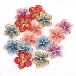 10pcs 4.5cm Big Flower Multicolor Lace Patches Embroidery Appliques For Sewing Clothes Accessories DIY Supplies Handmade Crafts