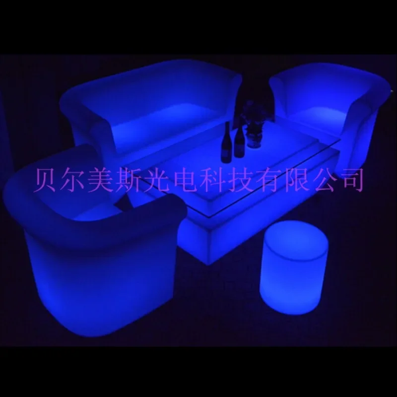 Promotional LED luminous single person sofa simple bar stool outdoor high table chair combination luminous furniture