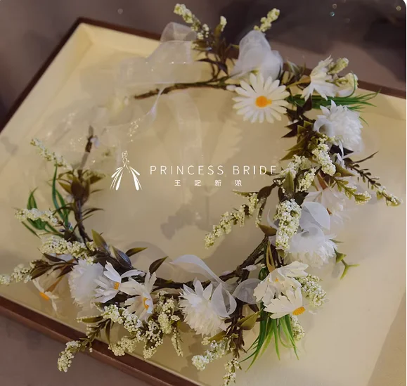 Princess bride wreath headdress purple artificial flower small floral headdress girl performance shooting head ring wedding acce